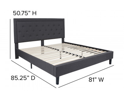 BLNK Roxbury Tufted Upholstered Platform Bed with 10" CertiPUR-US Certified Pocket Spring Mattress - Dark Gray, King Size