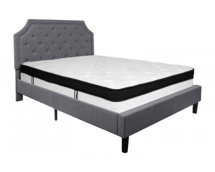 BLNK Brighton Tufted Upholstered Platform Bed with Memory Foam Mattress