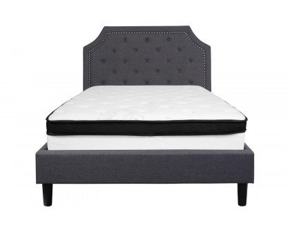 BLNK Brighton Tufted Upholstered Platform Bed with Memory Foam Mattress - Dark Gray, Full Size