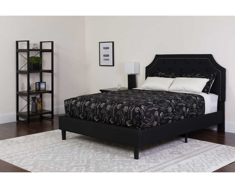 BLNK Brighton Tufted Upholstered Platform Bed with Memory Foam Mattress - Black, Twin Size