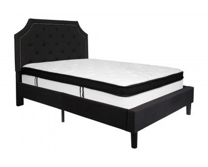 BLNK Brighton Tufted Upholstered Platform Bed with Memory Foam Mattress - Black, Full Size