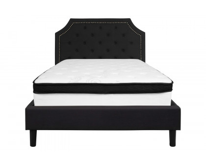 BLNK Brighton Tufted Upholstered Platform Bed with Memory Foam Mattress - Black, Full Size