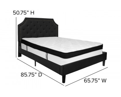 BLNK Brighton Tufted Upholstered Platform Bed with Memory Foam Mattress - Black, Queen Size