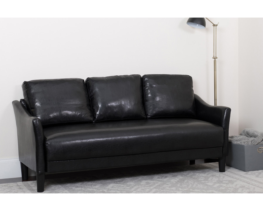 BLNK Asti LeatherSoft Upholstered Sofa - Black