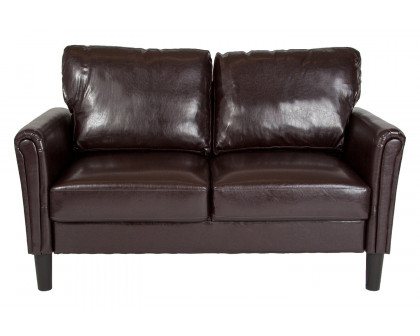 BLNK Bari LeatherSoft Upholstered Loveseat - Brown