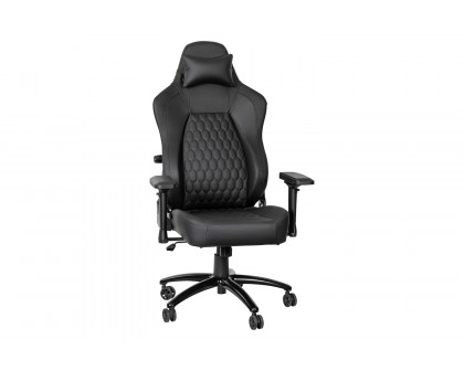 BLNK Falco Ergonomic Black High-Back Adjustable Gaming Chair with 4D Armrests, Headrest Pillow, and Adjustable Lumbar Support - with Black Stitching