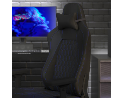 BLNK Falco Ergonomic Black High-Back Adjustable Gaming Chair with 4D Armrests, Headrest Pillow, and Adjustable Lumbar Support - with Blue Stitching