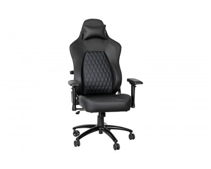 BLNK Falco Ergonomic Black High-Back Adjustable Gaming Chair with 4D Armrests, Headrest Pillow, and Adjustable Lumbar Support - with Blue Stitching