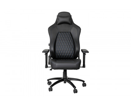 BLNK Falco Ergonomic Black High-Back Adjustable Gaming Chair with 4D Armrests, Headrest Pillow, and Adjustable Lumbar Support - with Blue Stitching