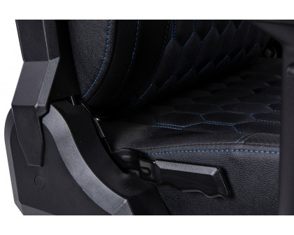 BLNK Falco Ergonomic Black High-Back Adjustable Gaming Chair with 4D Armrests, Headrest Pillow, and Adjustable Lumbar Support - with Blue Stitching