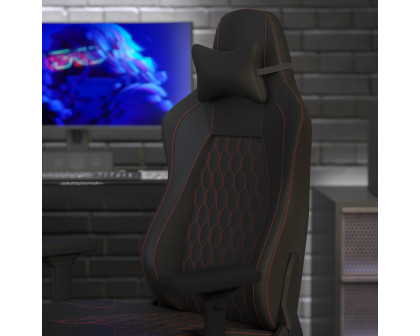 BLNK Falco Ergonomic Black High-Back Adjustable Gaming Chair with 4D Armrests, Headrest Pillow, and Adjustable Lumbar Support - with Red Stitching