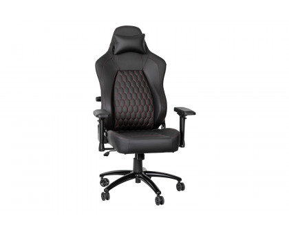 BLNK Falco Ergonomic Black High-Back Adjustable Gaming Chair with 4D Armrests, Headrest Pillow, and Adjustable Lumbar Support - with Red Stitching