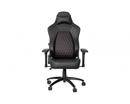 BLNK Falco Ergonomic Black High-Back Adjustable Gaming Chair with 4D Armrests, Headrest Pillow, and Adjustable Lumbar Support - with Red Stitching