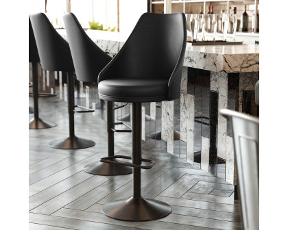 BLNK Chrishelle Commercial LeatherSoft Adjustable Bar Stools Set of 2 - Black