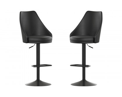 BLNK Chrishelle Commercial LeatherSoft Adjustable Bar Stools Set of 2 - Black