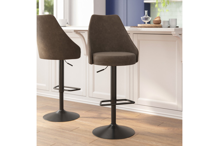 BLNK™ Chrishelle Commercial LeatherSoft Adjustable Bar Stools Set of 2 - Brown