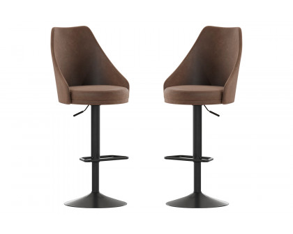 BLNK™ Chrishelle Commercial LeatherSoft Adjustable Bar Stools Set of 2 - Brown