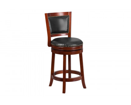 BLNK Ebert Wood Counter Height Stool with Open Panel Back and Swivel Seat