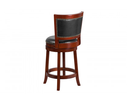 BLNK Ebert Wood Counter Height Stool with Open Panel Back and Swivel Seat - Dark Cherry