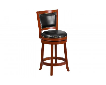 BLNK Ebert Wood Counter Height Stool with Open Panel Back and Swivel Seat - Light Cherry