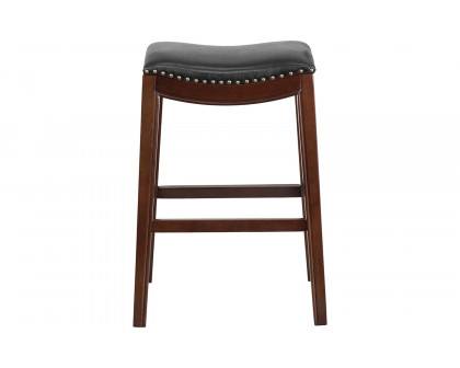 BLNK - Alphus Backless Cappuccino Wood Bar Stool with Black Saddle Seat