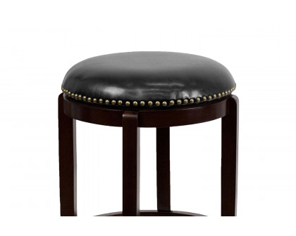 BLNK Margaret Wood Backless Counter Height Stool with Black Swivel Seat - Cappuccino