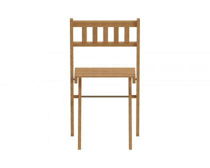 BLNK - Martindale Indoor-Outdoor Folding Acacia Wood Patio Bistro Chairs with X Base Frame and Slatted Back and Seat in Natural Finish Set of 2