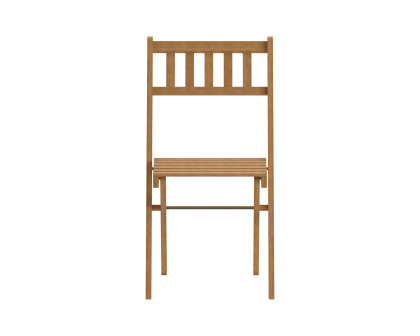 BLNK - Martindale Indoor-Outdoor Folding Acacia Wood Patio Bistro Chairs with X Base Frame and Slatted Back and Seat in Natural Finish Set of 2