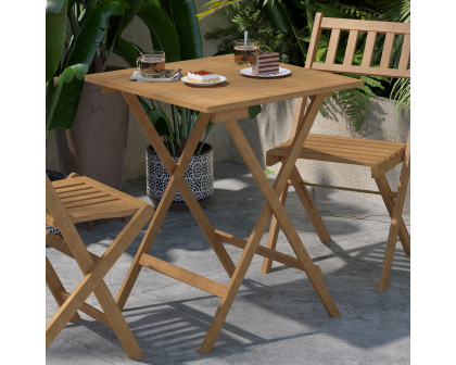 BLNK - Martindale Square Solid Acacia Wood Portable Folding Patio Table with Slatted Top and X Shaped Frame in Natural