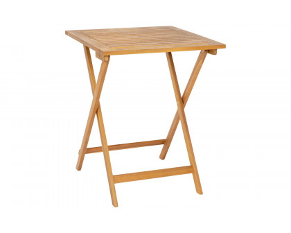 BLNK - Martindale Square Solid Acacia Wood Portable Folding Patio Table with Slatted Top and X Shaped Frame in Natural