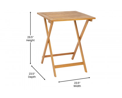 BLNK - Martindale Square Solid Acacia Wood Portable Folding Patio Table with Slatted Top and X Shaped Frame in Natural