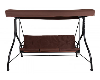 BLNK™ Tellis Outdoor Steel 3-Seat Converting Patio Swing Canopy Hammock with Cushions - Brown