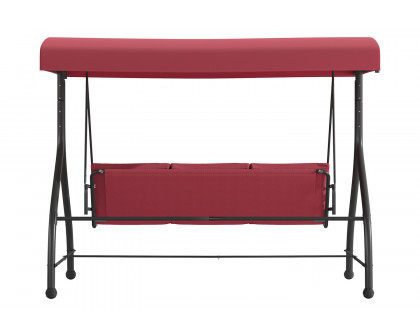 BLNK Tellis Outdoor Steel 3-Seat Converting Patio Swing Canopy Hammock with Cushions - Maroon