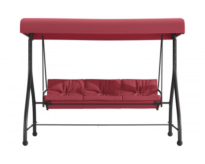 BLNK Tellis Outdoor Steel 3-Seat Converting Patio Swing Canopy Hammock with Cushions - Maroon