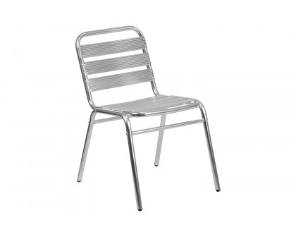 BLNK - Lila Commercial Aluminum Indoor-Outdoor Restaurant Stack Chair with Triple Slat Back