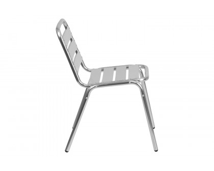 BLNK - Lila Commercial Aluminum Indoor-Outdoor Restaurant Stack Chair with Triple Slat Back