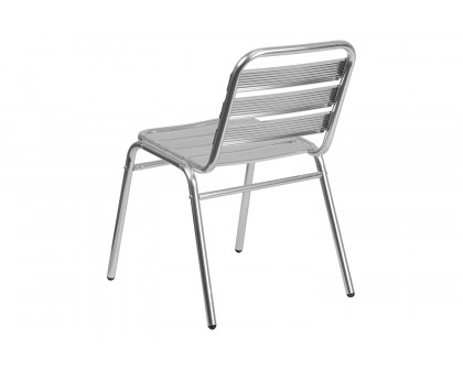 BLNK - Lila Commercial Aluminum Indoor-Outdoor Restaurant Stack Chair with Triple Slat Back