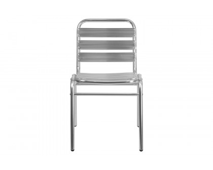 BLNK - Lila Commercial Aluminum Indoor-Outdoor Restaurant Stack Chair with Triple Slat Back