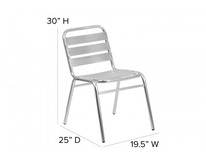 BLNK - Lila Commercial Aluminum Indoor-Outdoor Restaurant Stack Chair with Triple Slat Back