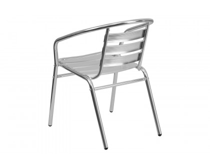 BLNK - Lila Commercial Aluminum Indoor-Outdoor Restaurant Stack Chair with Triple Slat Back and Arms