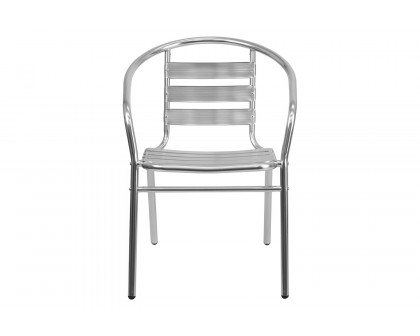 BLNK - Lila Commercial Aluminum Indoor-Outdoor Restaurant Stack Chair with Triple Slat Back and Arms