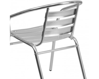 BLNK - Lila Commercial Aluminum Indoor-Outdoor Restaurant Stack Chair with Triple Slat Back and Arms