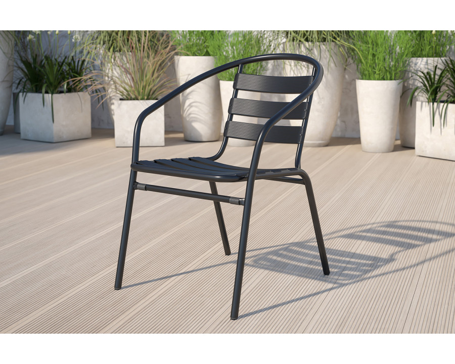 BLNK Lila Metal Restaurant Stack Chair with Aluminum Slats