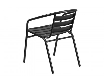 BLNK Lila Metal Restaurant Stack Chair with Aluminum Slats - Black