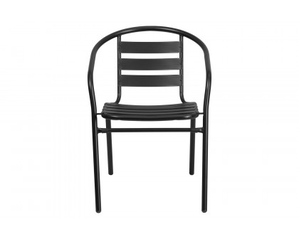 BLNK Lila Metal Restaurant Stack Chair with Aluminum Slats - Black