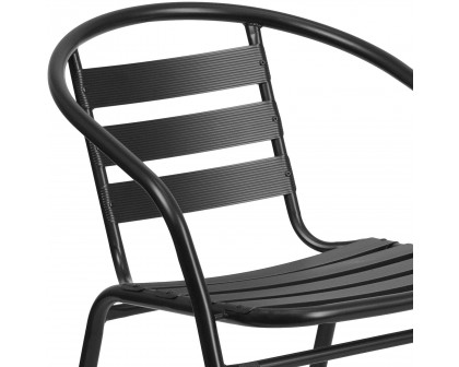 BLNK Lila Metal Restaurant Stack Chair with Aluminum Slats - Black