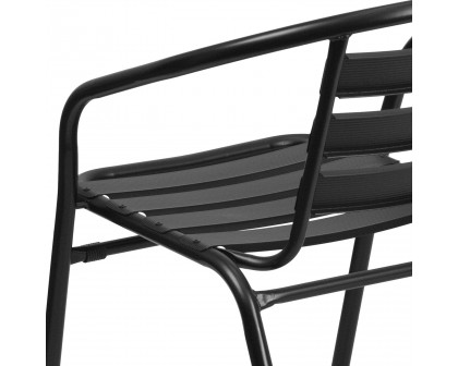 BLNK Lila Metal Restaurant Stack Chair with Aluminum Slats - Black