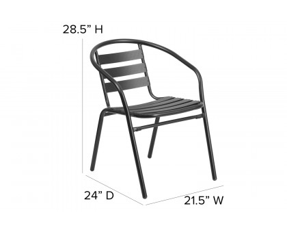 BLNK Lila Metal Restaurant Stack Chair with Aluminum Slats - Black