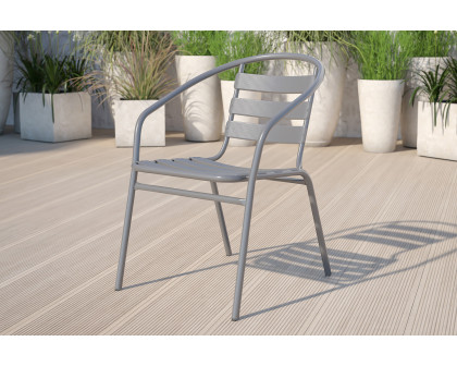 BLNK Lila Metal Restaurant Stack Chair with Aluminum Slats