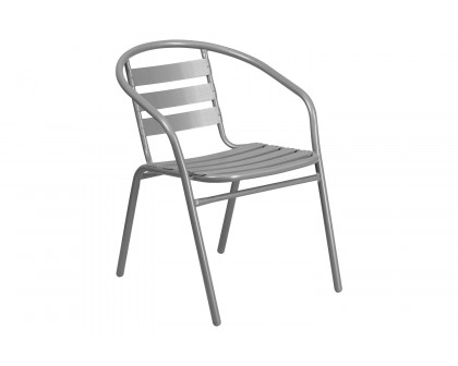 BLNK Lila Metal Restaurant Stack Chair with Aluminum Slats - Silver